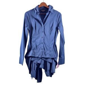 Adele Fado Women's Woven Blue Blouse Size 40– Elegant, Lightweight, and Chic